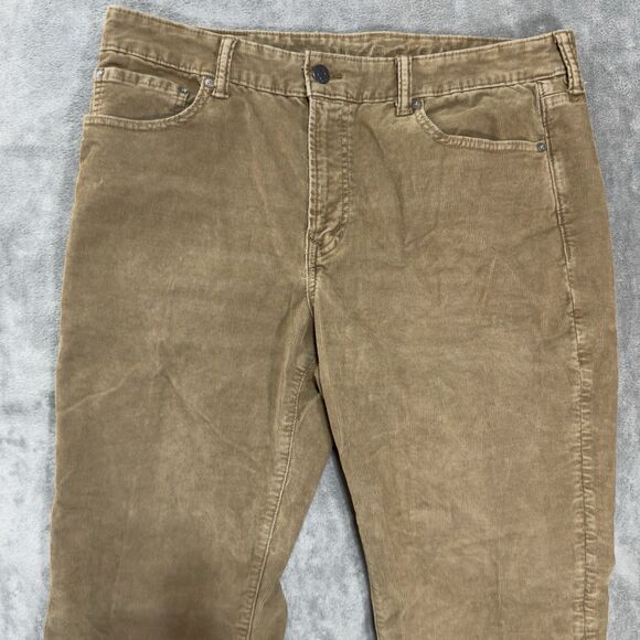 American Eagle Pants Mens 36X34 Brown Corduroy Straight Leg Khaki Tan Flex - Picture 2 of 11